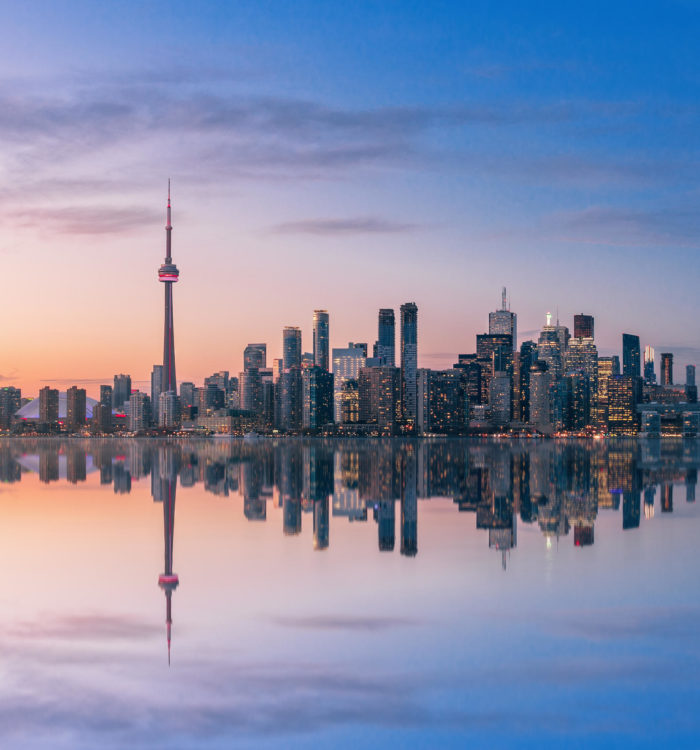 Toronto Skyline at sunset with reflection - Toronto, Ontario, Canada